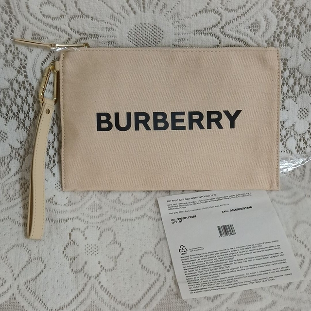 新品 BURBERRY バーバリー ノベルティ フラット ポーチ ベージュ-