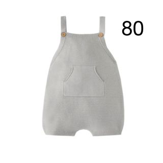 ザラキッズ(ZARA KIDS)のケーブルニットロンパース 80 ライトグレー(ロンパース)