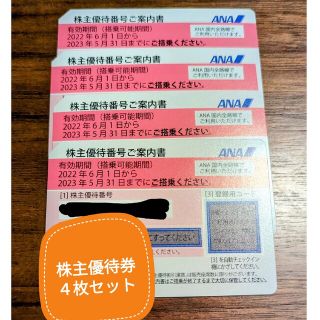 エーエヌエー(ゼンニッポンクウユ)(ANA(全日本空輸))のANA株主優待券4枚（ 2023年5月31日まで）(その他)