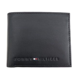 TOMMY HILFIGER - トミーヒルフィガー 財布 二つ折り レザー 本革 ブラック 黒色 ミニ財布 新品