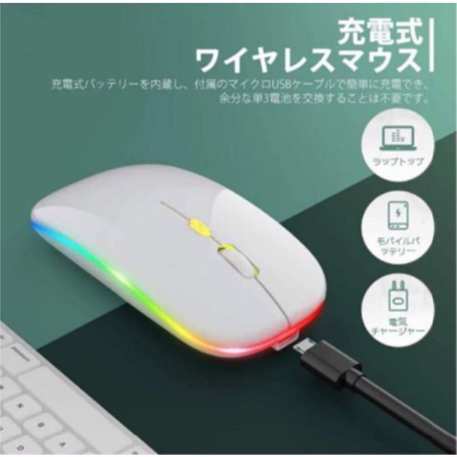 ワイヤレスマウス 静音 超軽量 USB 薄型 パソコン PC ホワイト