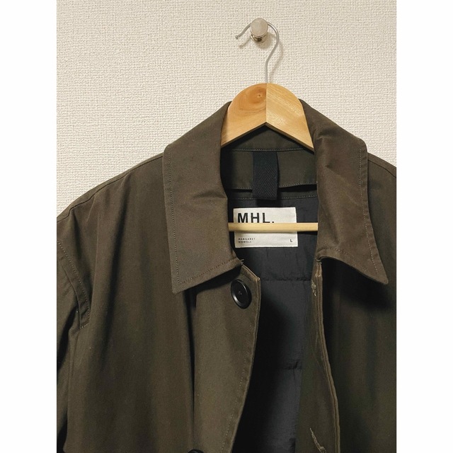 【値下げ】美品 MHL ステンカラーコート khaki L