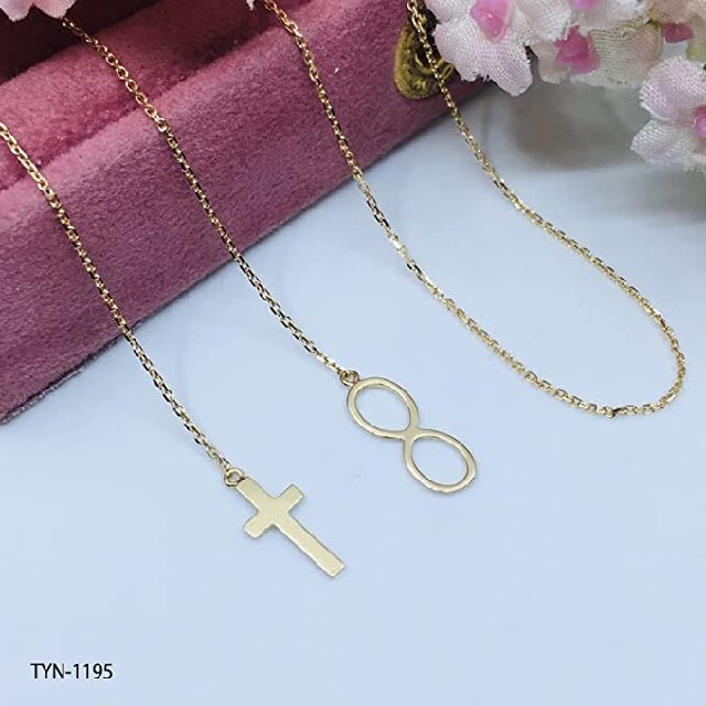 K18 YG 【Lariat Infinity & Cross】レディースネック レディースのアクセサリー(ネックレス)の商品写真