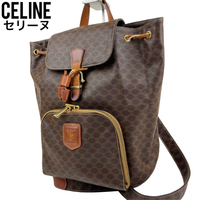 ベルギー製 【レア】CELINE セリーヌ ミニ リュック 巾着 マカダム柄