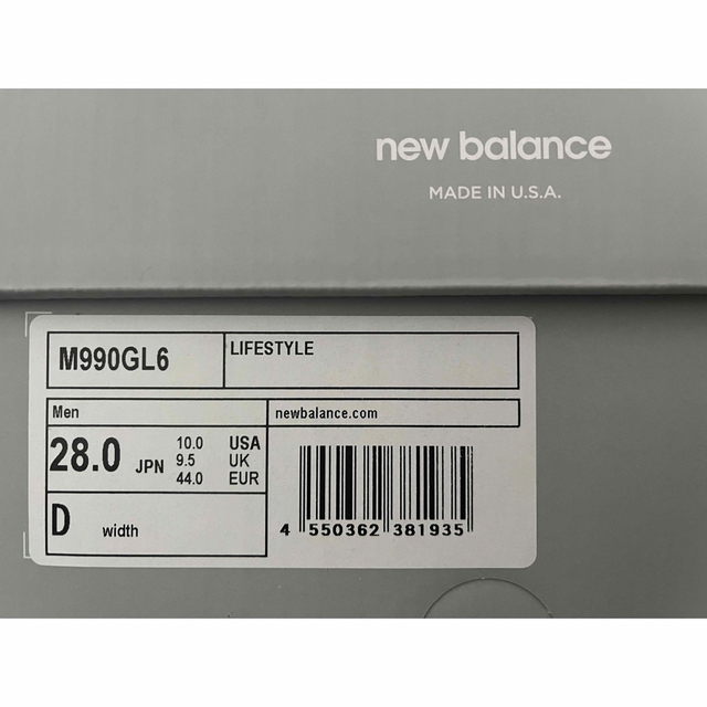 New Balance(ニューバランス)のNewBalance M990GL6 V6 28cm メンズの靴/シューズ(スニーカー)の商品写真