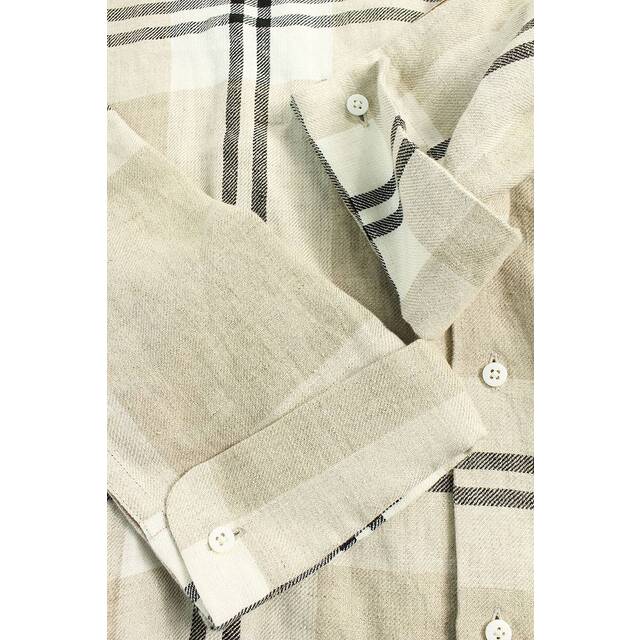 SUNSEA(サンシー)のサンシー 21SS 21S24 Linen Check Gigolo Shirt リネンオープンカラー長袖シャツ メンズ 3 メンズのトップス(シャツ)の商品写真