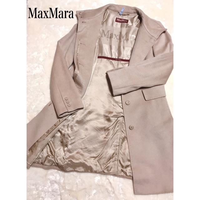 Max Mara(マックスマーラ)の【美品】MAX MARA STUDIOピュアウール100% ステンカラーコート レディースのジャケット/アウター(ロングコート)の商品写真