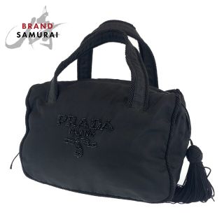 プラダ(PRADA)のプラダ ナイロン ビーズ フリンジ ハンドバッグ トートバッグ 306435(ハンドバッグ)