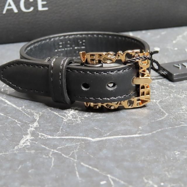 VERSACE - 新品VERSACEレザーバングルブレスレット黒金色パンクロック