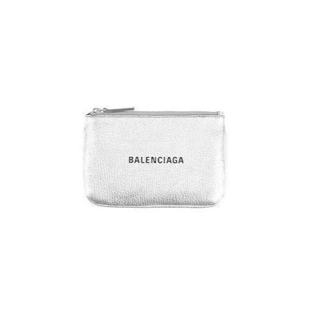 新品BALENCIAGAシルバーレザーポーチ小物入れ財布カードケースバレンシアガ