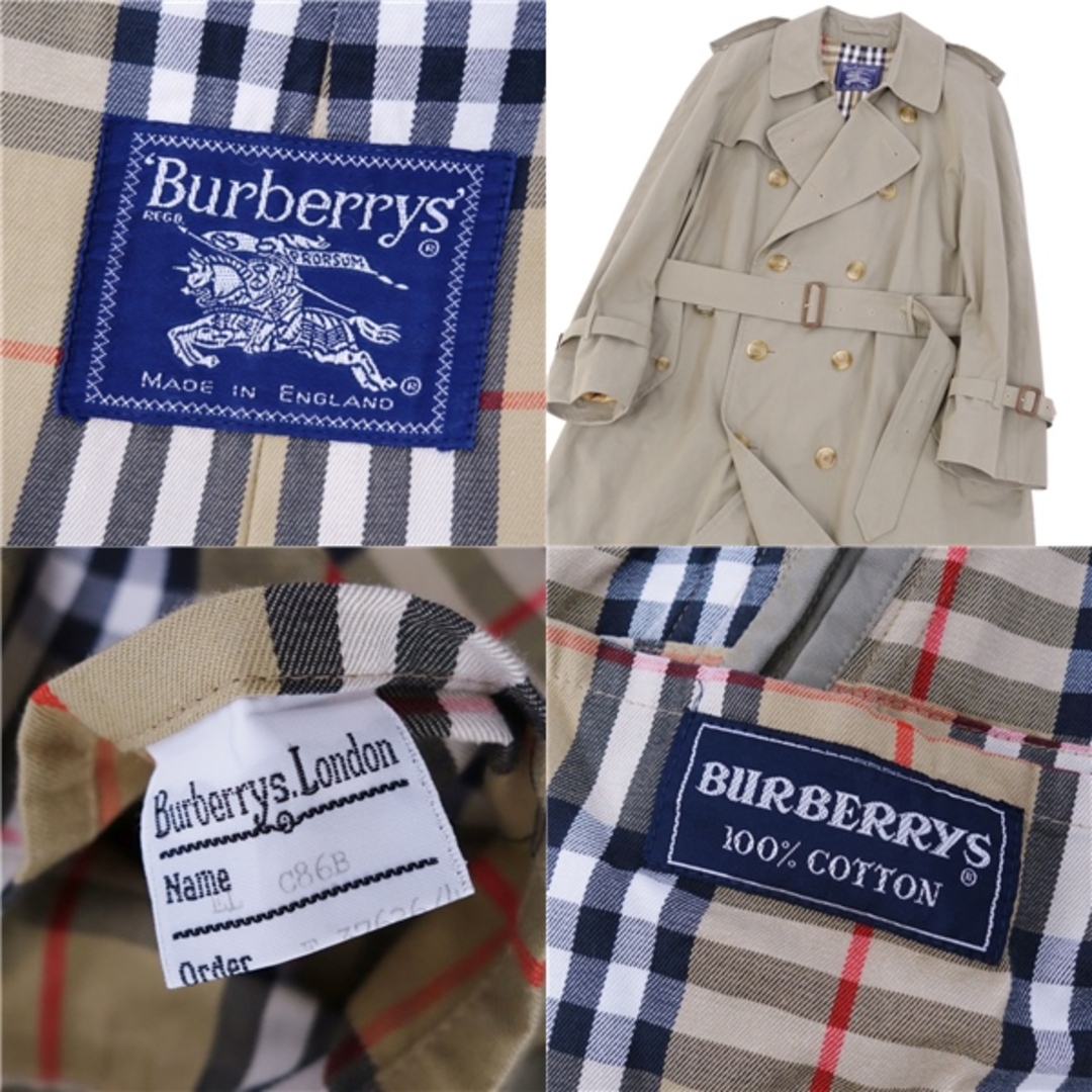 BURBERRY(バーバリー)の美品 Vintage バーバリー Burberrys コート 英国製 トレンチコート コットン100％ 裏チェック アウター メンズ L カーキ メンズのジャケット/アウター(トレンチコート)の商品写真