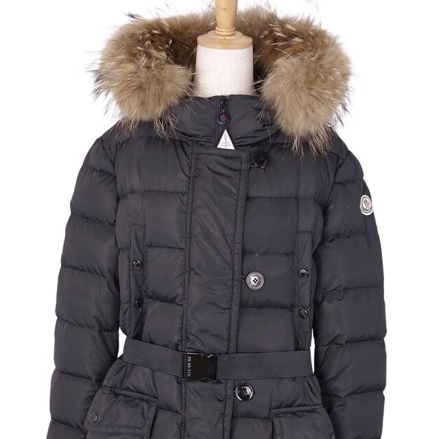 モンクレール MONCLER コート ダウンコート GENEVRIER ジェノブリエ ラクーンファー ベルト付き レディース アウター 5(XXXL)  ブラック