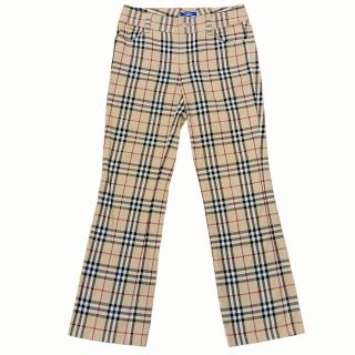 バーバリーブルーレーベル(BURBERRY BLUE LABEL)のバーバリーブルーレーベル ノバチェック テーパードパンツ ロゴ ストレッチ 36(カジュアルパンツ)