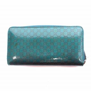 Gucci - グッチ シマライン 長財布 総柄 GG エナメル レザー 緑