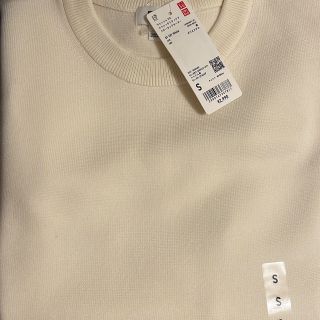 ユニクロ(UNIQLO)のオフホワイト S ウォッシャブル ストレッチミラノリブ クルーネックセーター(ニット/セーター)