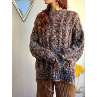 mame Multi Color Cable Knit Pullover