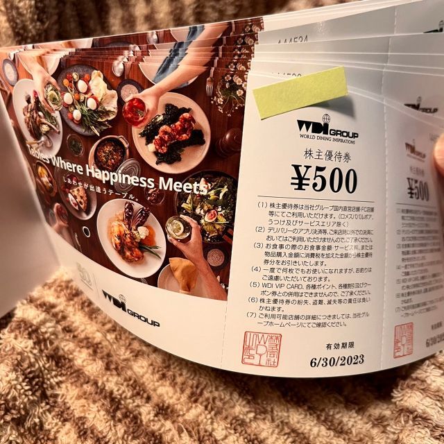 41000円分 WDI 株主優待券 チケットの優待券/割引券(レストラン/食事券)の商品写真
