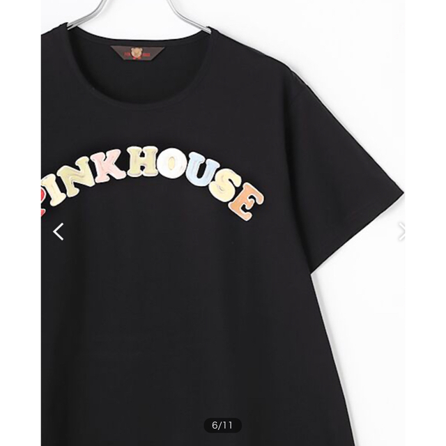 PINK HOUSE(ピンクハウス)のカラフルロゴプリントチュニックカットソー ブラック メンズのトップス(Tシャツ/カットソー(半袖/袖なし))の商品写真