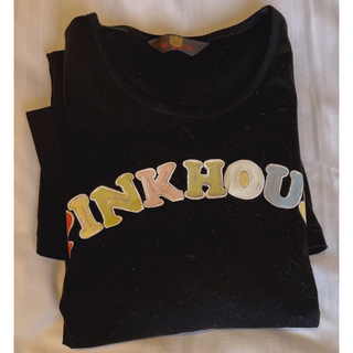 ピンクハウス(PINK HOUSE)のカラフルロゴプリントチュニックカットソー ブラック(Tシャツ/カットソー(半袖/袖なし))