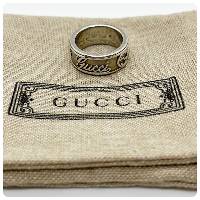 【GUCCI】グッチ トレードマークリング 指輪 ロゴ シルバー ヴィンテージ