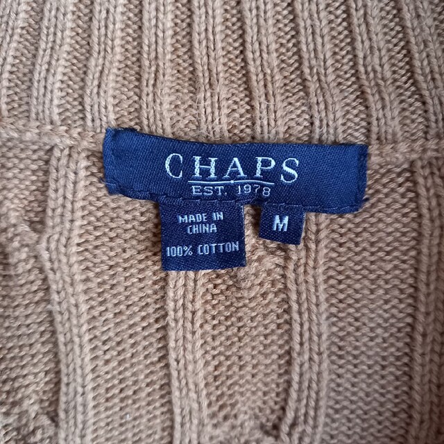 CHAPS(チャップス)のチャップス　ハーフジップ　コットン　ケーブル編み　セーター　ベージュ　M レディースのトップス(ニット/セーター)の商品写真