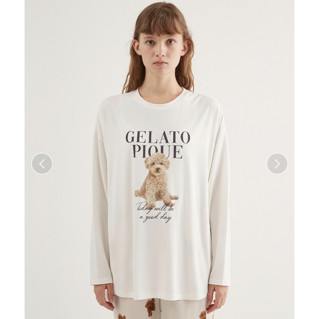 gelato pique(ジェラートピケ)の新品★トイプードル　ワンポイントロンＴ レディースのトップス(Tシャツ(長袖/七分))の商品写真