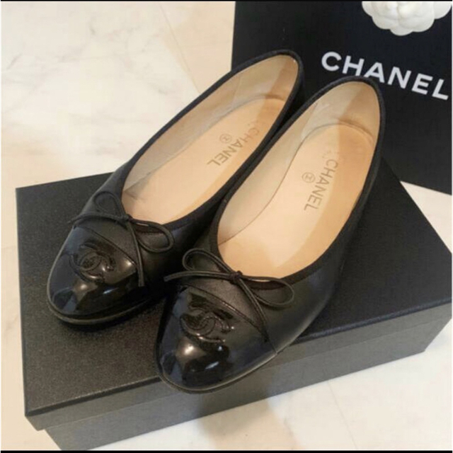 CHANEL バレリーナ　ラウンドトゥ/ラムスキン　38.5