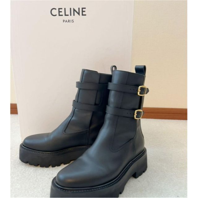 CELINE 2WAY メタルヒール サボ ブーツ ブーティー ブラック 37-