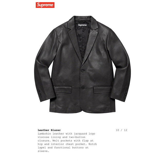 Supreme 2022AW leather blazer Sサイズ　ブラック