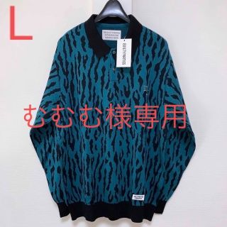 L【WACKOMARIA】 青)LEOPARD POLO SHIRT／新品(ポロシャツ)