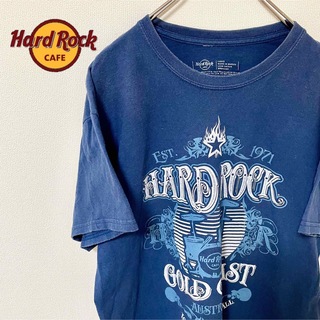 ハードロックカフェ(Hard Rock CAFE)の貴重なドラムロゴ/ハードロックカフェTシャツ ネイビー ゆるダボOKのLサイズ(Tシャツ/カットソー(半袖/袖なし))