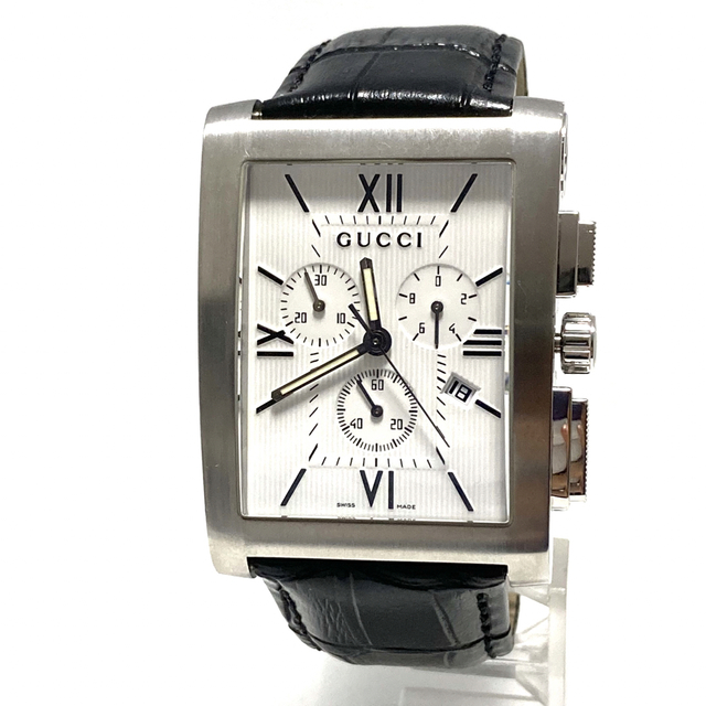 超美品 GUCCI グッチ クロノグラフ 電池ベルト新品交換済み メンズ