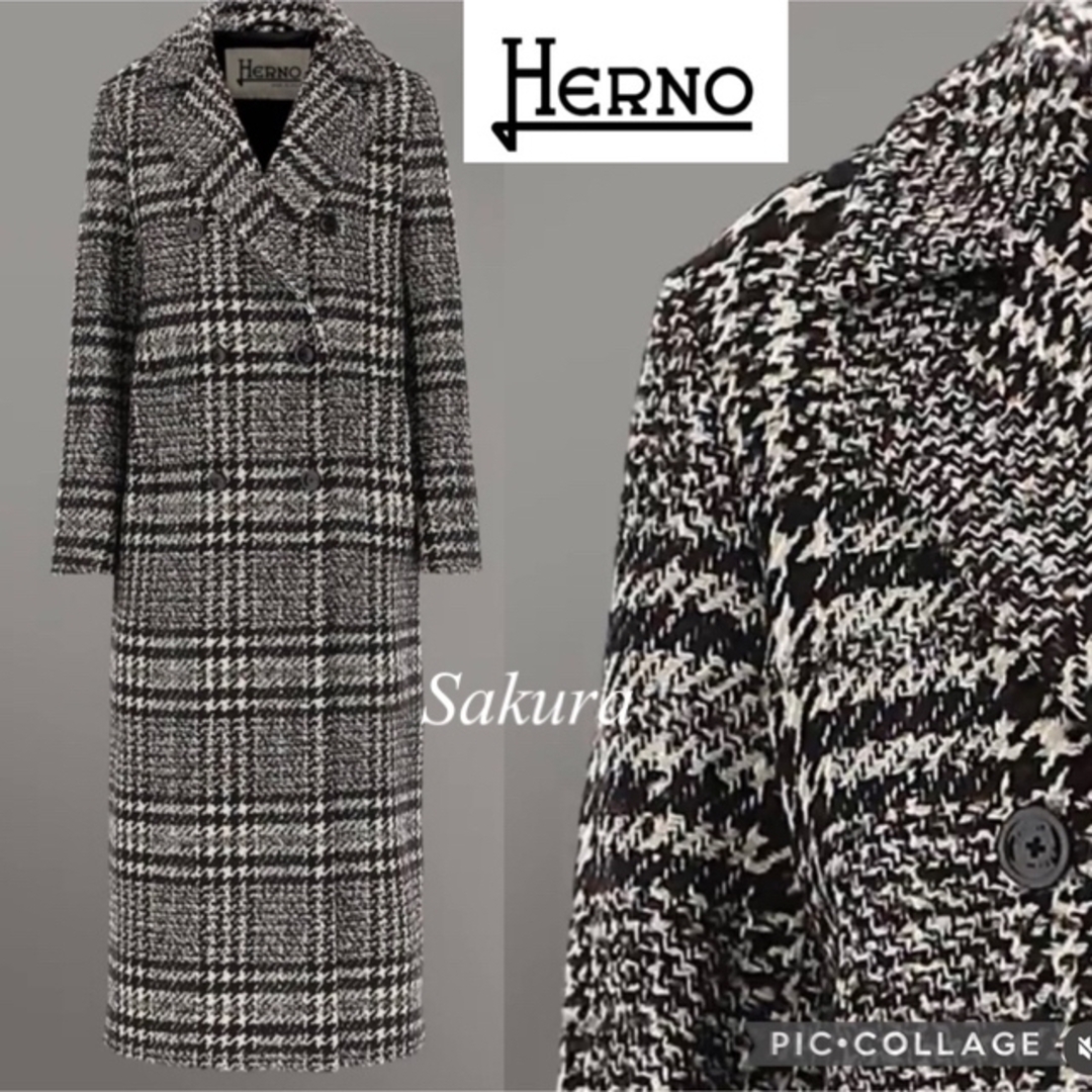 【驚きの値段】 HERNO タグ付き未使用 ツィードロングコート ヘルノHERNO - ロングコート