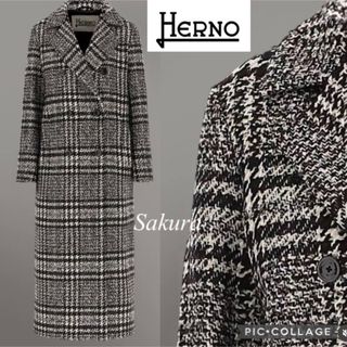 ヘルノHERNO ツィードロングコート タグ付き未使用