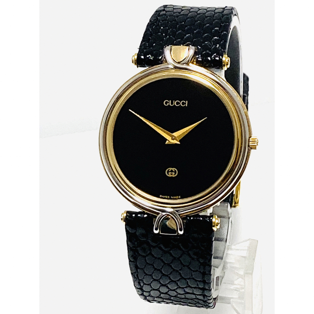 美品! GUCCI グッチ ベルト純正 電池新品交換済み メンズ腕時計 ブラック-