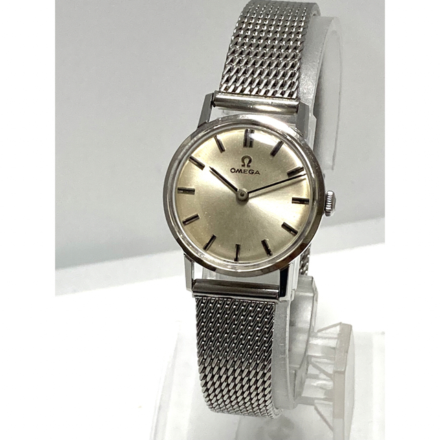 外観美品! OMEGA オメガ 手巻き 純正メッシュベルト レディース腕時計