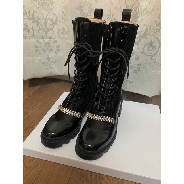 Her lip to(ハーリップトゥ)のher lip to  Crystal Lace-Up Ankle Boots レディースの靴/シューズ(ブーツ)の商品写真