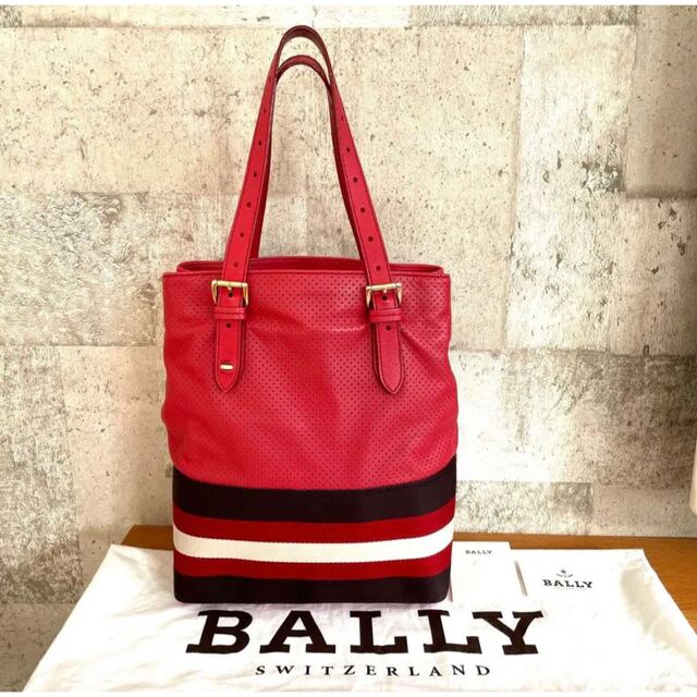 BALLY バリー トートバッグ レザー 赤ストライプ ハンドバッグ-eastgate.mk