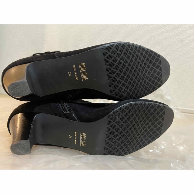 POOL SIDE(プールサイド)のPool Side プールサイド　ロングブーツ　黒　ブラック　スエード　日本製 レディースの靴/シューズ(ブーツ)の商品写真