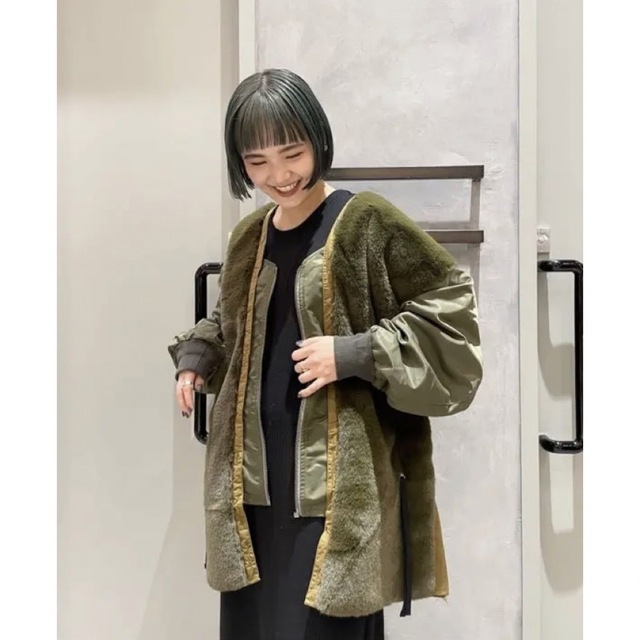 etsinta エシンタ ファー切替ジャケット カーキ ジャケット/アウター etsinta エシンタ ファー切替ジャケット カーキ ジャケット/アウター