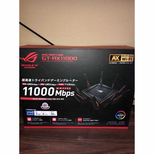 ASUS(エイスース)の ROG Rapture GT-AX11000 ハイエンドモデル　ルーター スマホ/家電/カメラのPC/タブレット(PC周辺機器)の商品写真