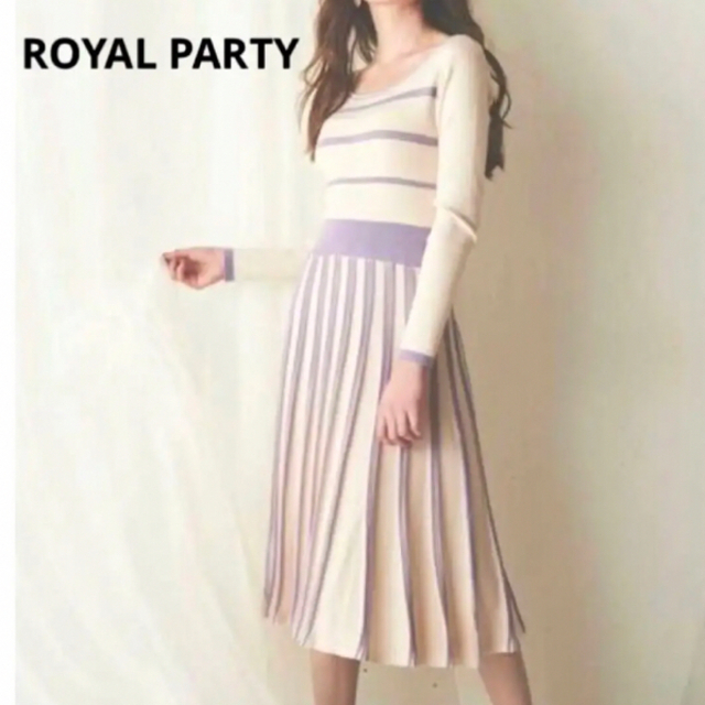 ROYAL PARTY(ロイヤルパーティー)のロイヤルパーティー ROYAL PARTY ニットワンピース カラーライン レディースのワンピース(ひざ丈ワンピース)の商品写真