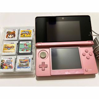 ニンテンドー3DS(ニンテンドー3DS)のニンテンドー3DS ミスティピンク　マリオや動物の森やぷよぷよなどソフト11本(携帯用ゲーム機本体)