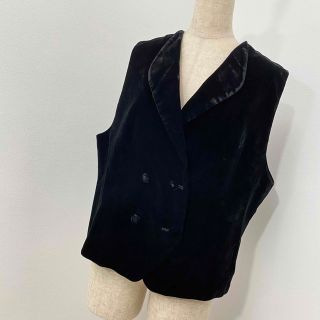 【レア】レーヨンベロア 漆黒 ダブルブレスト ビッグシルエットベスト