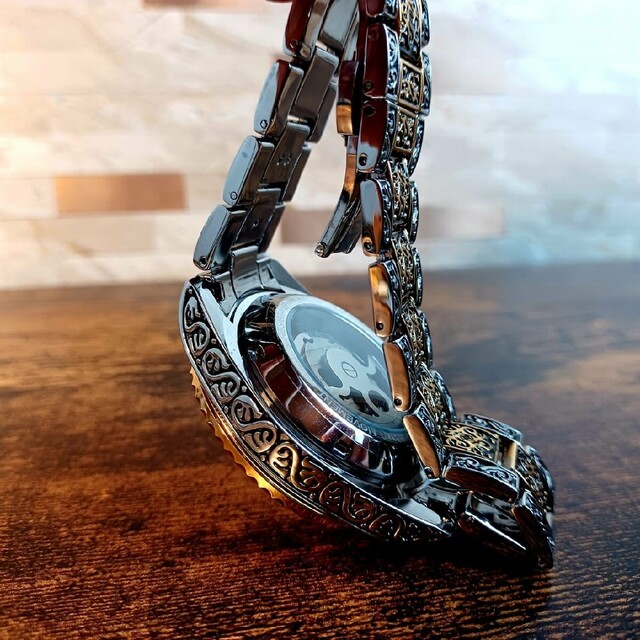 3D フルスケルトン 彫 自動巻き 機械式 メンズ 腕時計 コンビ