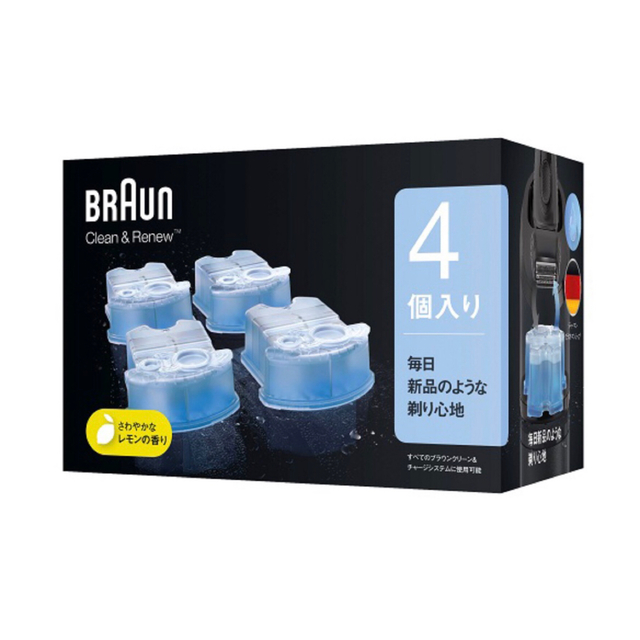 BRAUN(ブラウン)のブラウン アルコール洗浄液 4個 メンズシェーバー クリーン&リニュー 交換用 スマホ/家電/カメラの美容/健康(メンズシェーバー)の商品写真