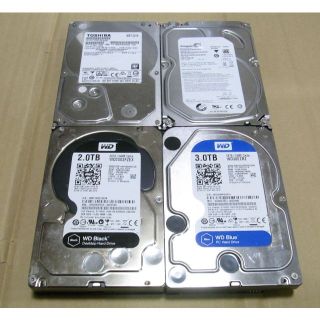 3.5インチ HDD 2TB 3台 + 3TB 合計4台セット(PC周辺機器)