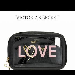 ヴィクトリアズシークレット(Victoria's Secret)の新品タグ付　ヴィクトリアシークレットポーチ3点セット　バニティー　クリア小物入れ(ポーチ)