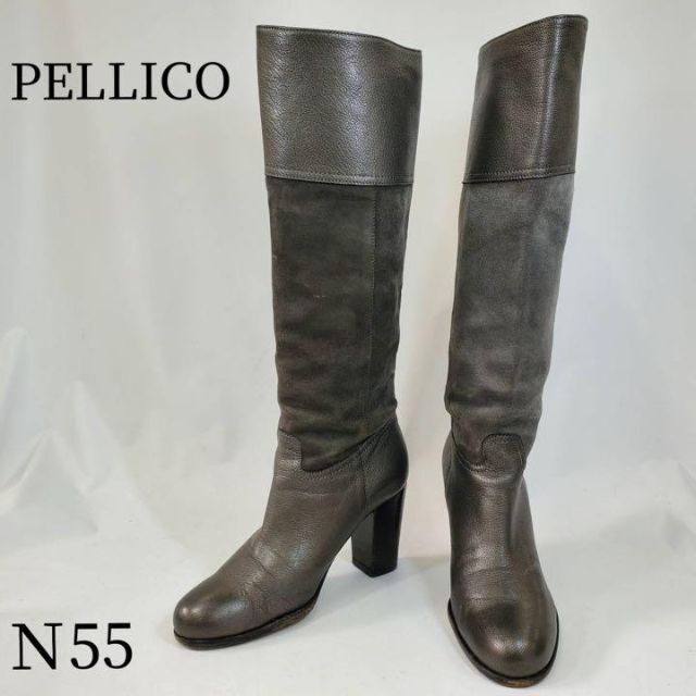 PELLICO ペリーコ グレー スエード レザー ロングブーツ 36 - ブーツ