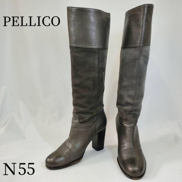 PELLICO(ペリーコ)のPELLICO ペリーコ　グレー　スエード　レザー　ロングブーツ　36 レディースの靴/シューズ(ブーツ)の商品写真